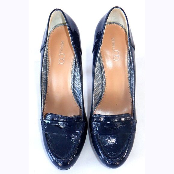 Nine & Co dark midnight blue heeled loafers - Picture 4 of 5